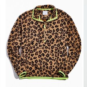 Urban Outfitters Leopard Print polar  Fleece Pullover with Neon Accents SZ:L